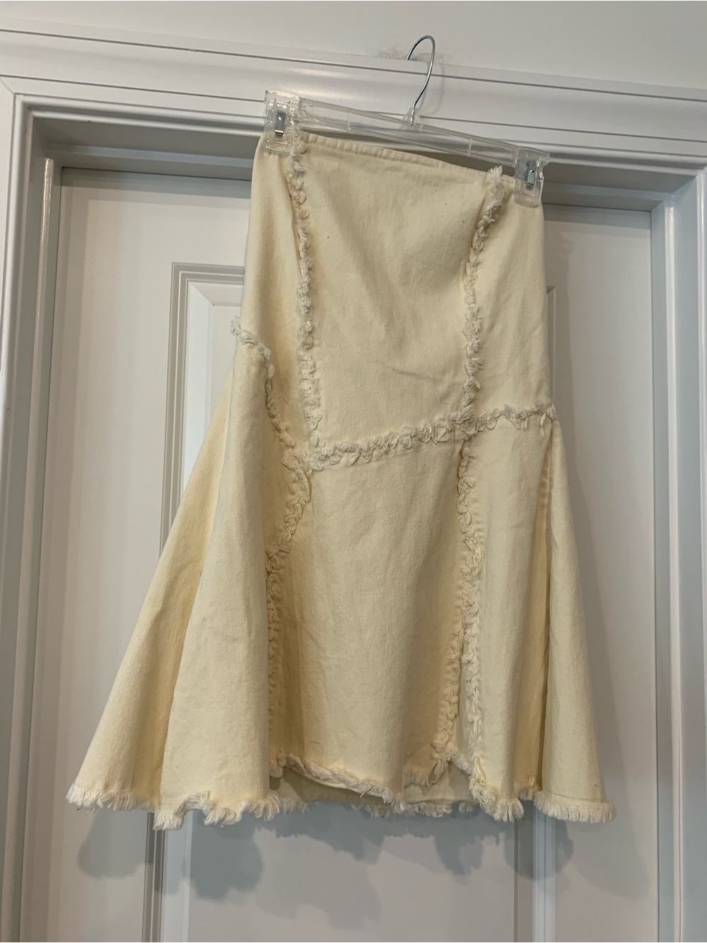 Baby Pink Cream Frayed-Panel Flared Strapless mini dress S NWT